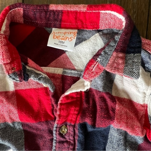 Jumping Beans red/white/navy plaid flannel 18M - Picture 2 of 2